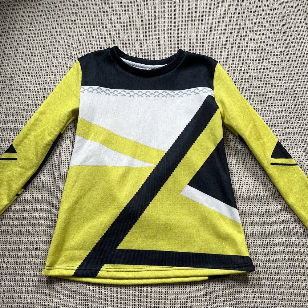 Yellow White Black Long Sleeve Sweater